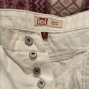 LEI Tatum High Rise Cream Jean Shorts